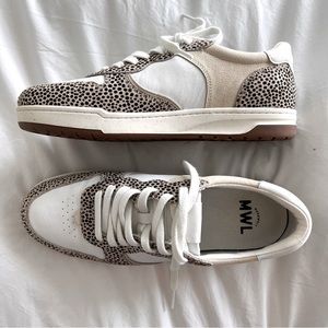 Madewell Leather White Cream and Leopard Sneaker